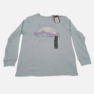 Art Class Kids' L (10/12) Oversized Long Sleeve Graphic Light Blue T-Shirt